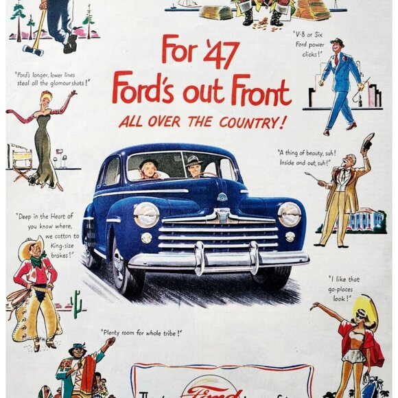 1947 Ford Super Deluxe Advertisement Automobilia All Over The Country DWJJ22 - Picture 1 of 2